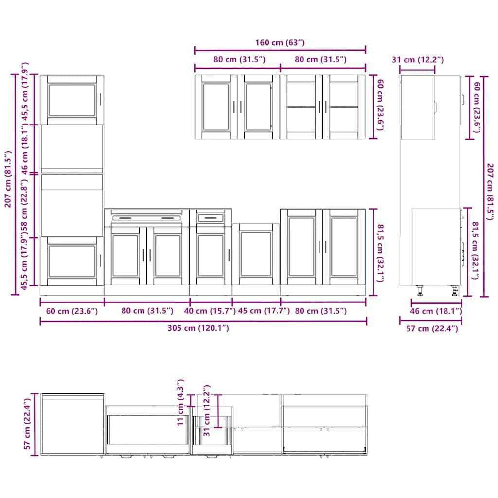 vidaXL 7 Piece Kitchen Cabinet Set Kalmar White Engineered Wood