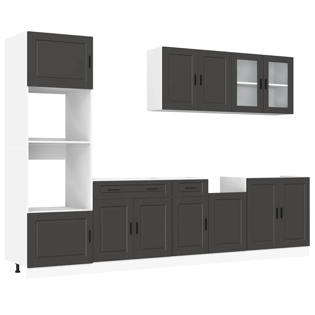 vidaXL 7 Piece Kitchen Cabinet Set Kalmar Black Engineered Wood