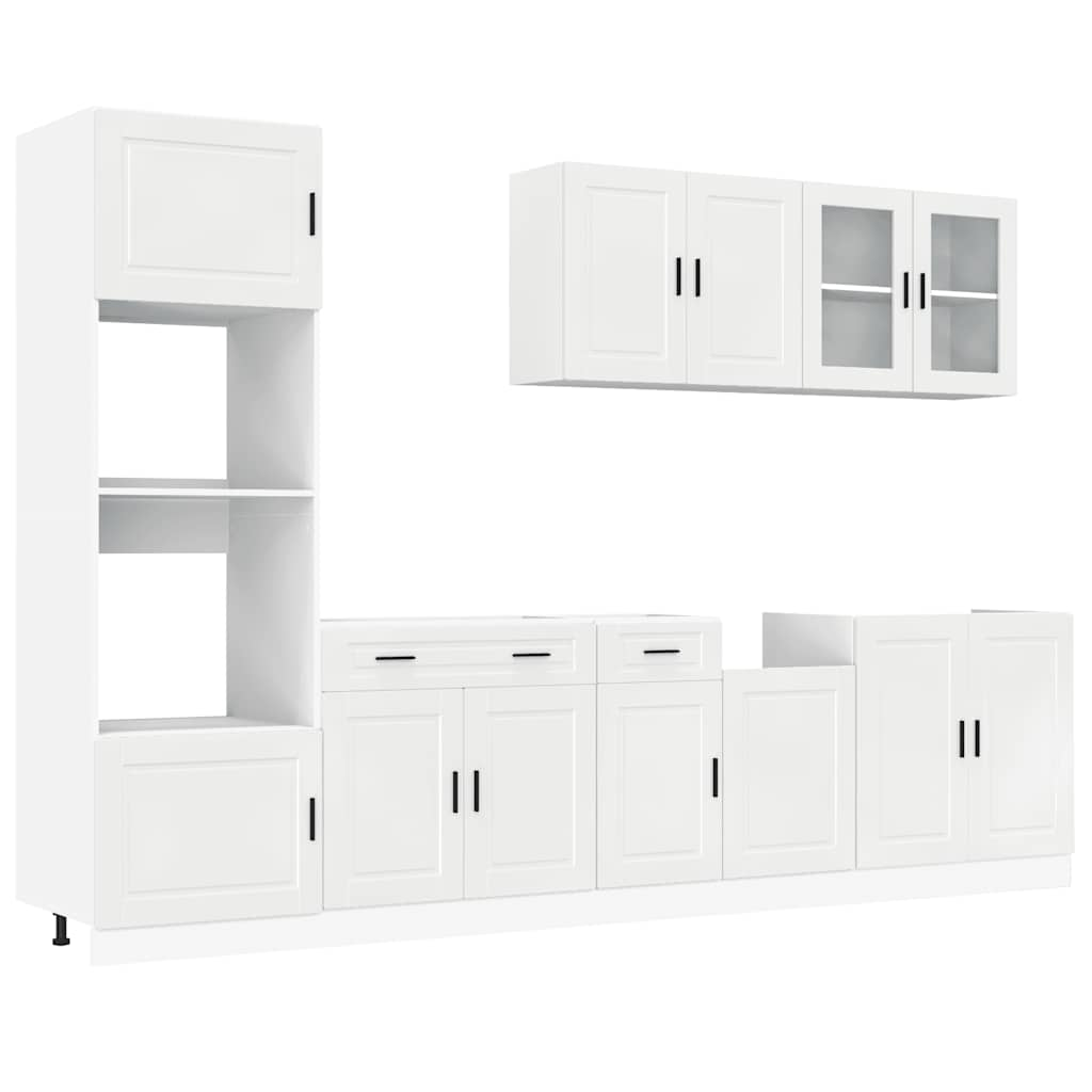 vidaXL 7 Piece Kitchen Cabinet Set Kalmar High Gloss White Engineered Wood