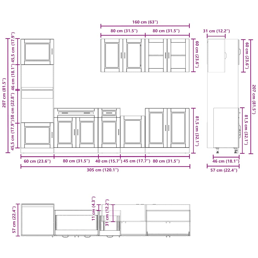 vidaXL 7 Piece Kitchen Cabinet Set Kalmar High Gloss White Engineered Wood