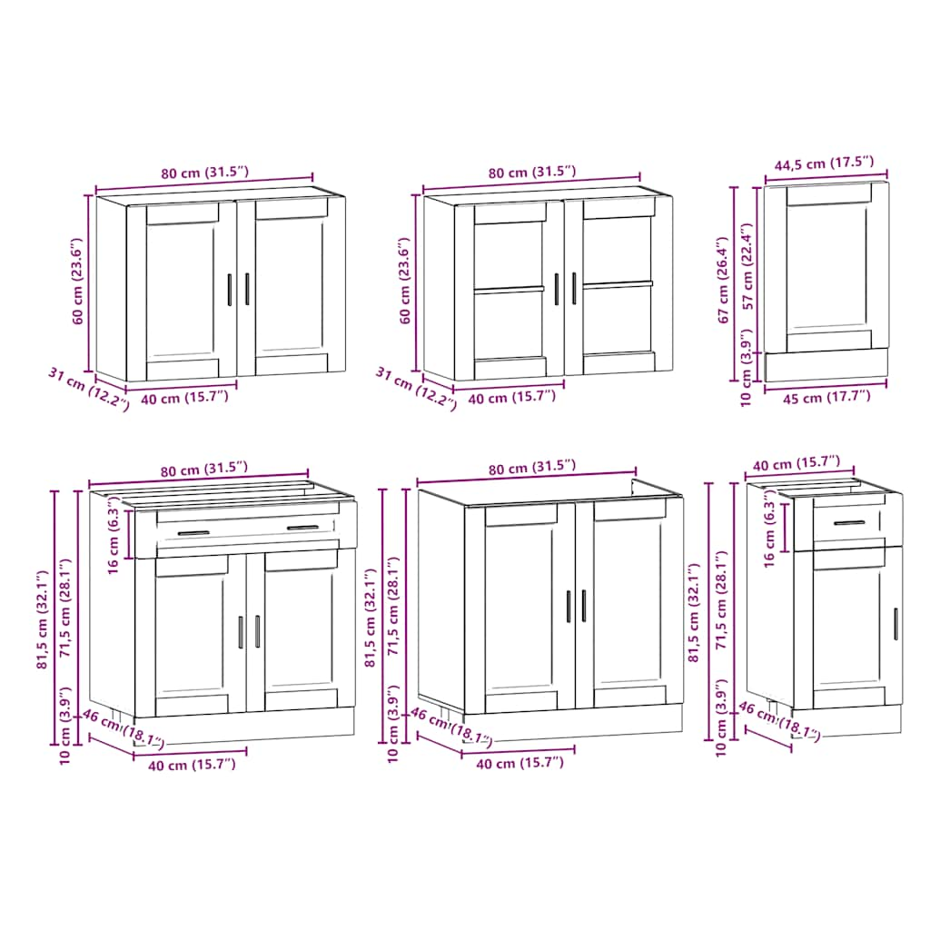 vidaXL 7 Piece Kitchen Cabinet Set Kalmar High Gloss White Engineered Wood