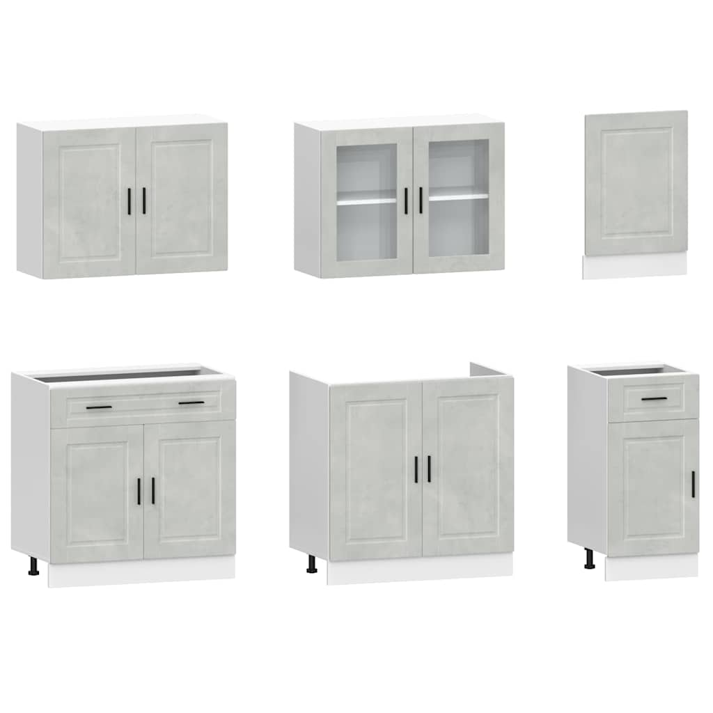 vidaXL 7 Piece Kitchen Cabinet Set Kalmar Concrete Grey Engineered Wood