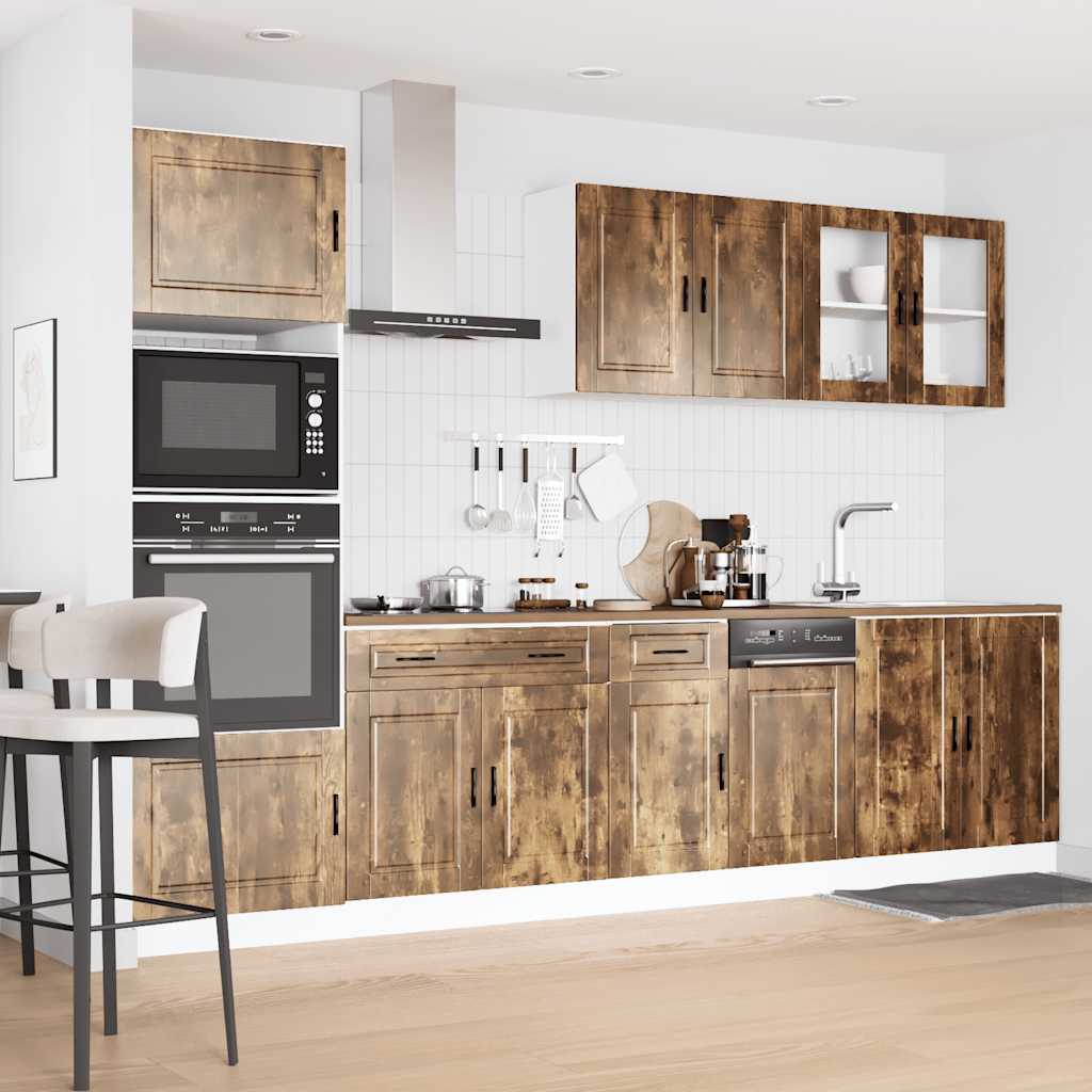 vidaXL 7 Piece Kitchen Cabinet Set Kalmar Smoked Oak Engineered Wood