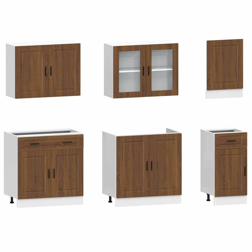 vidaXL 7 Piece Kitchen Cabinet Set Kalmar Brown Oak Engineered Wood