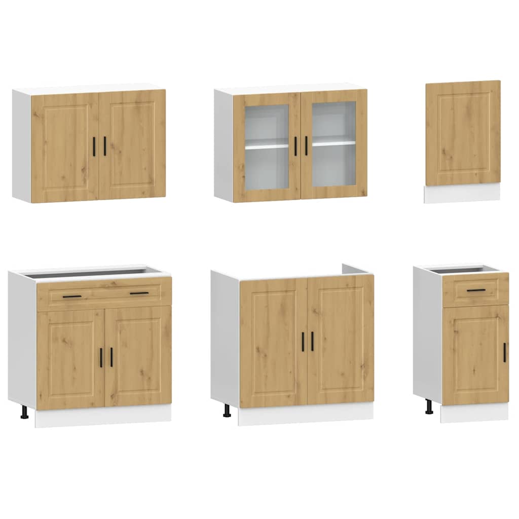 vidaXL 7 Piece Kitchen Cabinet Set Kalmar Artisan Oak Engineered Wood