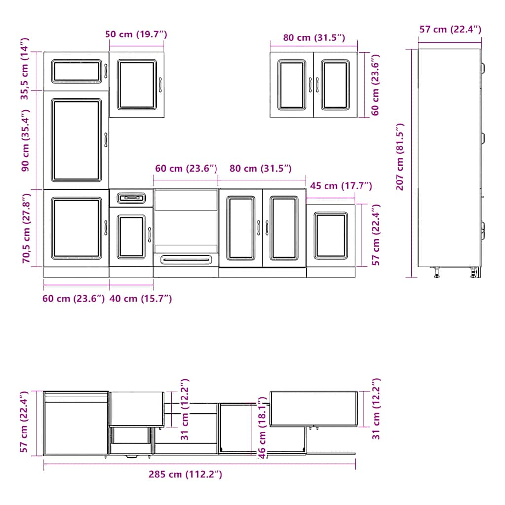 vidaXL 7 Piece Kitchen Cabinet Set Kalmar White Engineered Wood