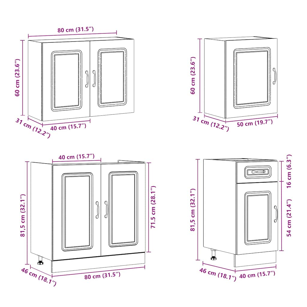 vidaXL 7 Piece Kitchen Cabinet Set Kalmar White Engineered Wood