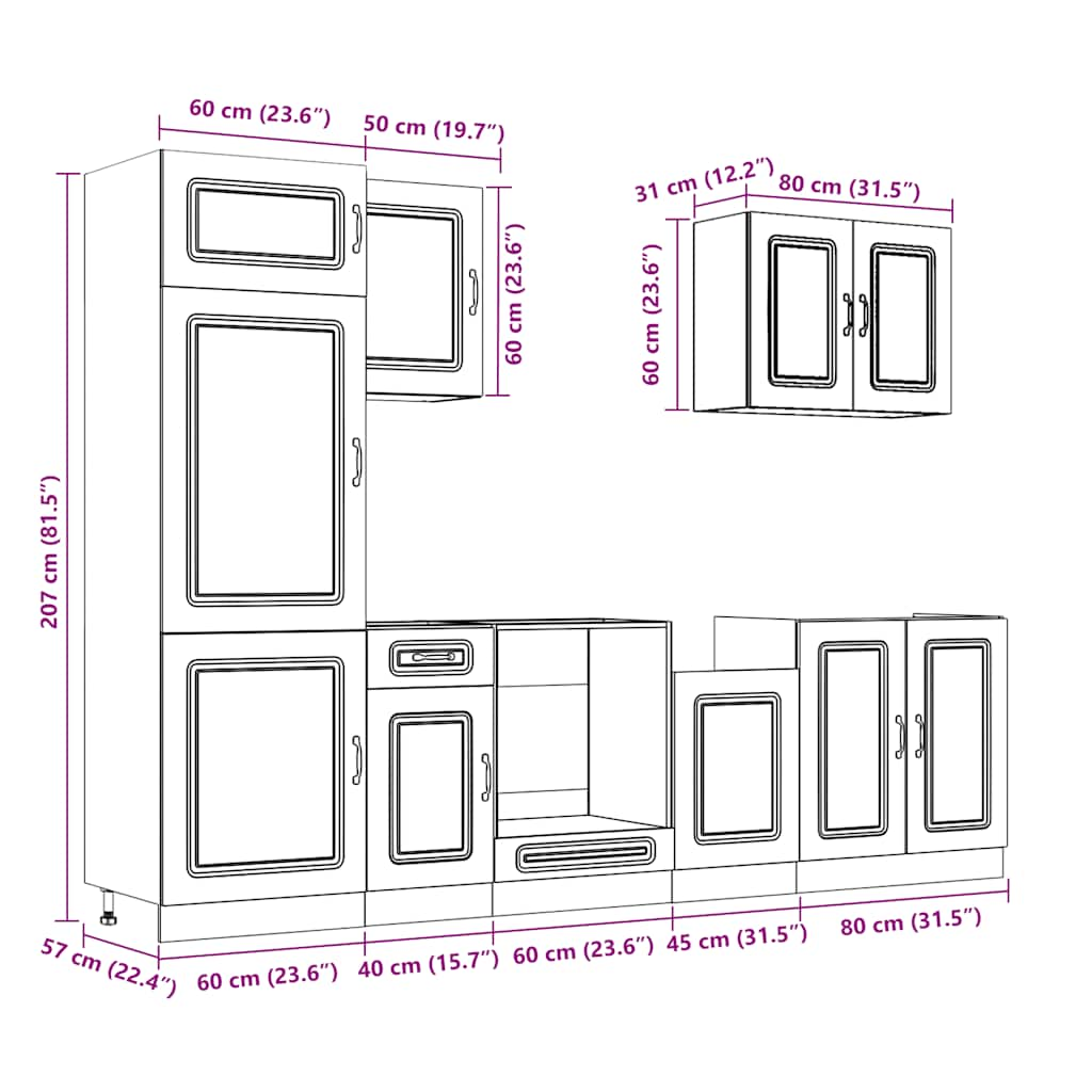 vidaXL 7 Piece Kitchen Cabinet Set Kalmar White Engineered Wood