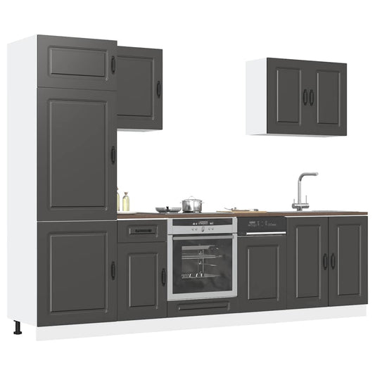 vidaXL 7 Piece Kitchen Cabinet Set Kalmar Black Engineered Wood