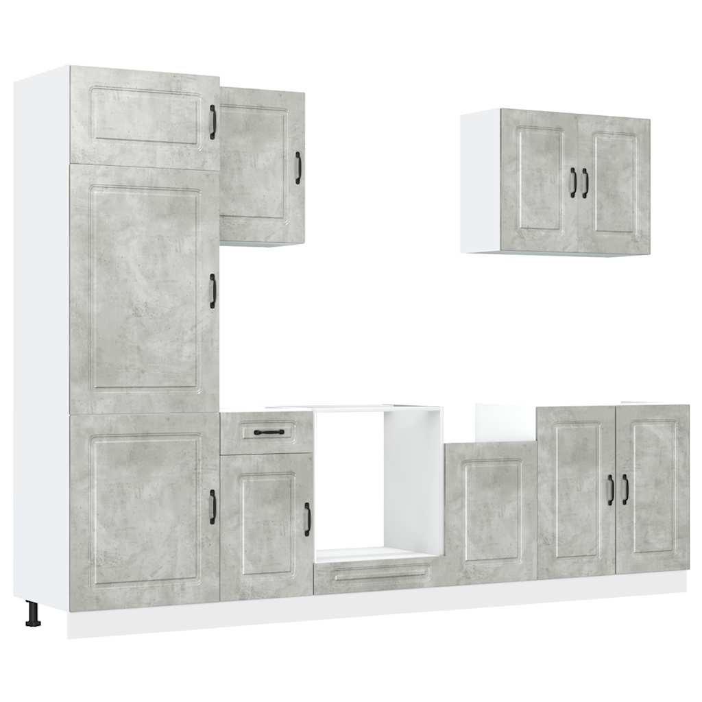 7 Piece Kitchen Cabinet Set Kalmar Concrete Grey Engineered Wood