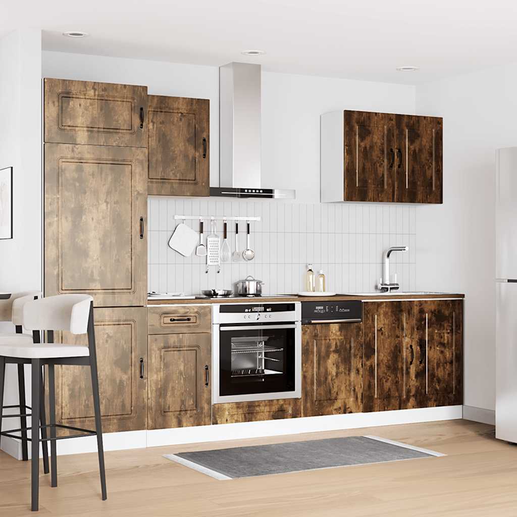 vidaXL 7 Piece Kitchen Cabinet Set Kalmar Smoked Oak Engineered Wood