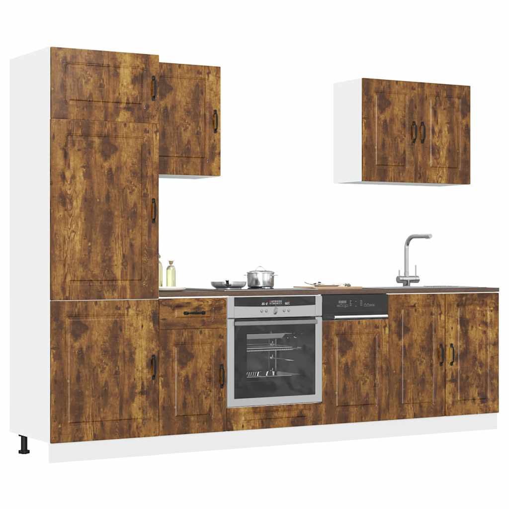 vidaXL 7 Piece Kitchen Cabinet Set Kalmar Smoked Oak Engineered Wood