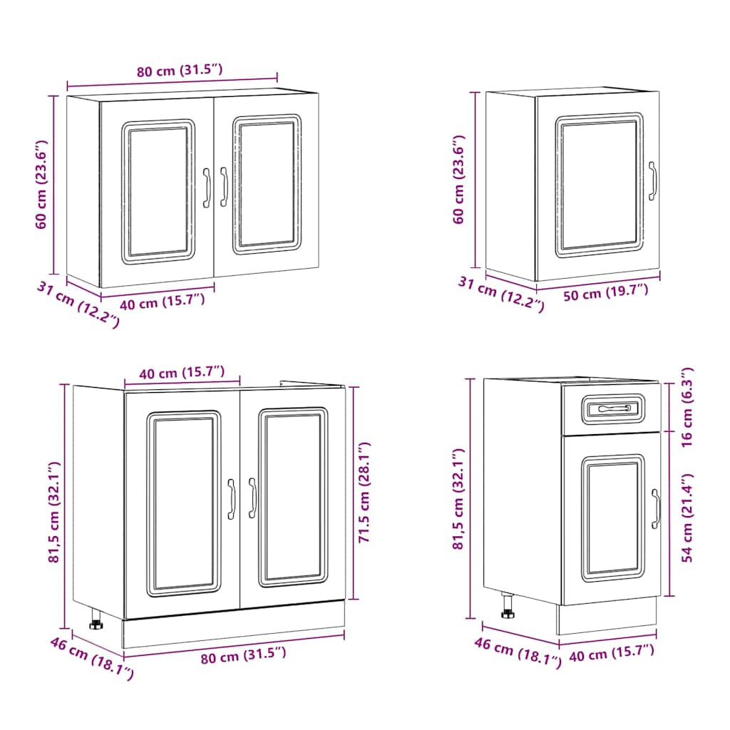 vidaXL 7 Piece Kitchen Cabinet Set Kalmar Old Wood Engineered Wood