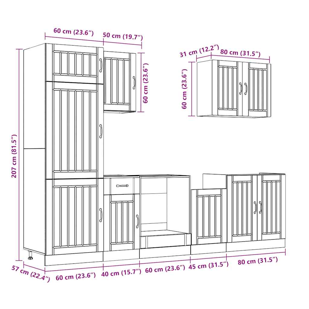 vidaXL 7 Piece Kitchen Cabinet Set Kalmar White Engineered Wood