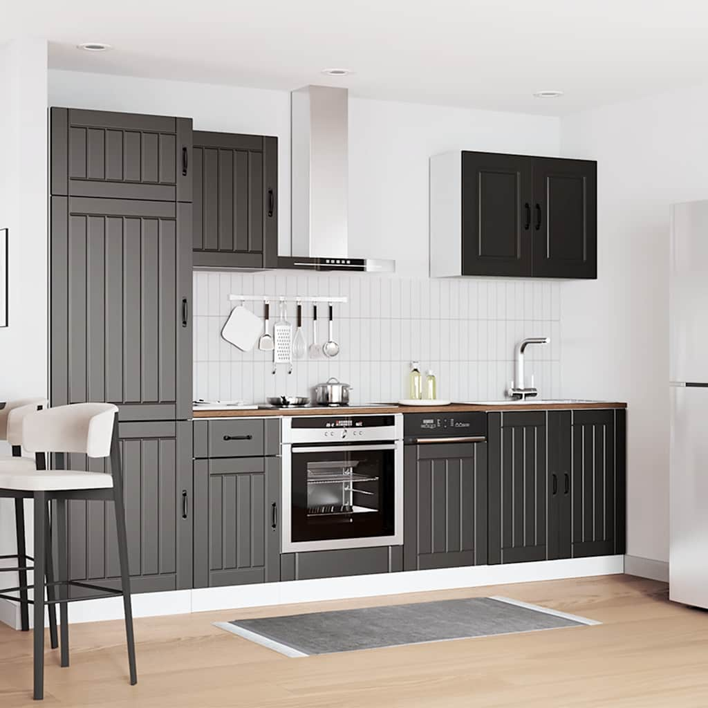 vidaXL 7 Piece Kitchen Cabinet Set Kalmar Black Engineered Wood