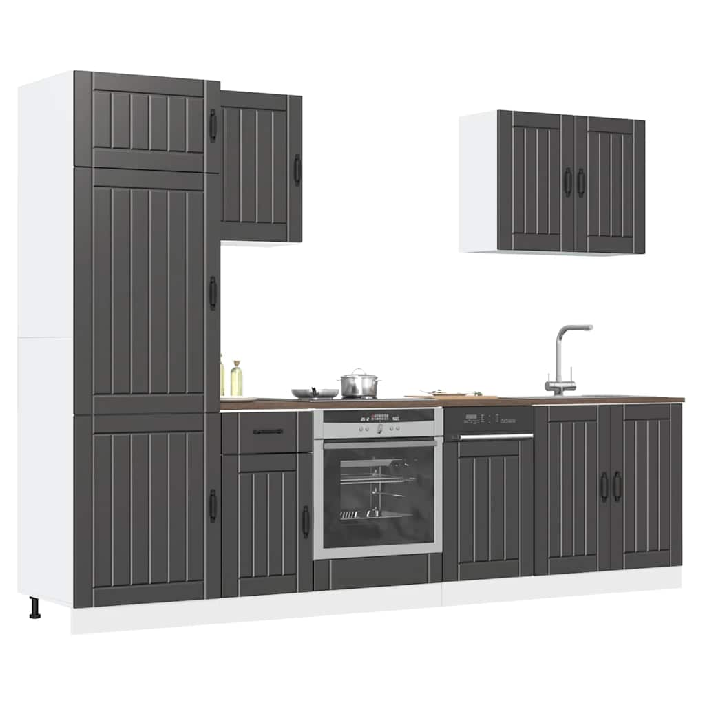 vidaXL 7 Piece Kitchen Cabinet Set Kalmar Black Engineered Wood