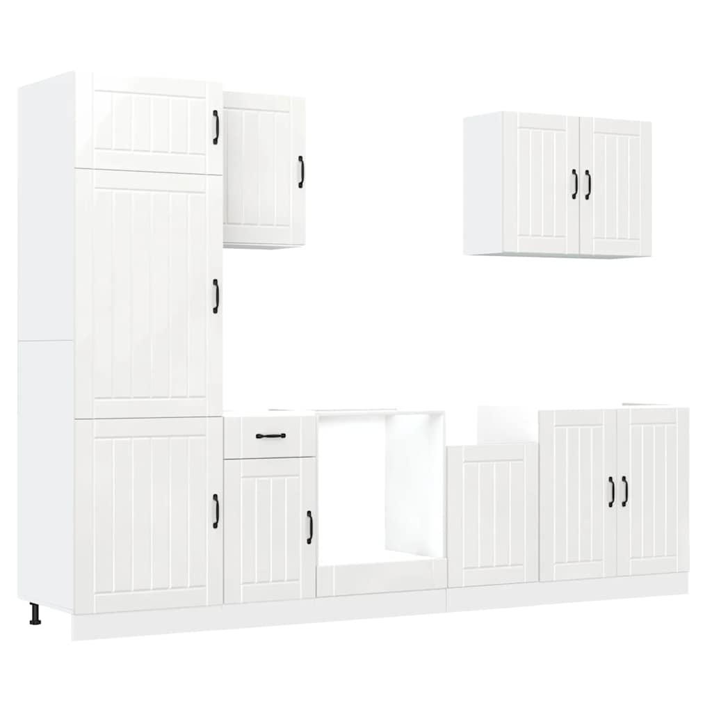 vidaXL 7 Piece Kitchen Cabinet Set Kalmar High Gloss White Engineered Wood