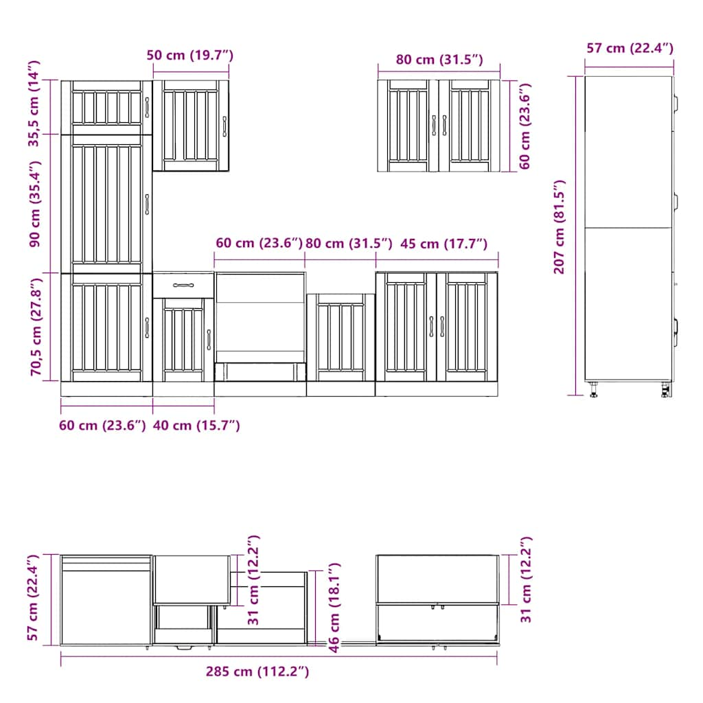 vidaXL 7 Piece Kitchen Cabinet Set Kalmar High Gloss White Engineered Wood