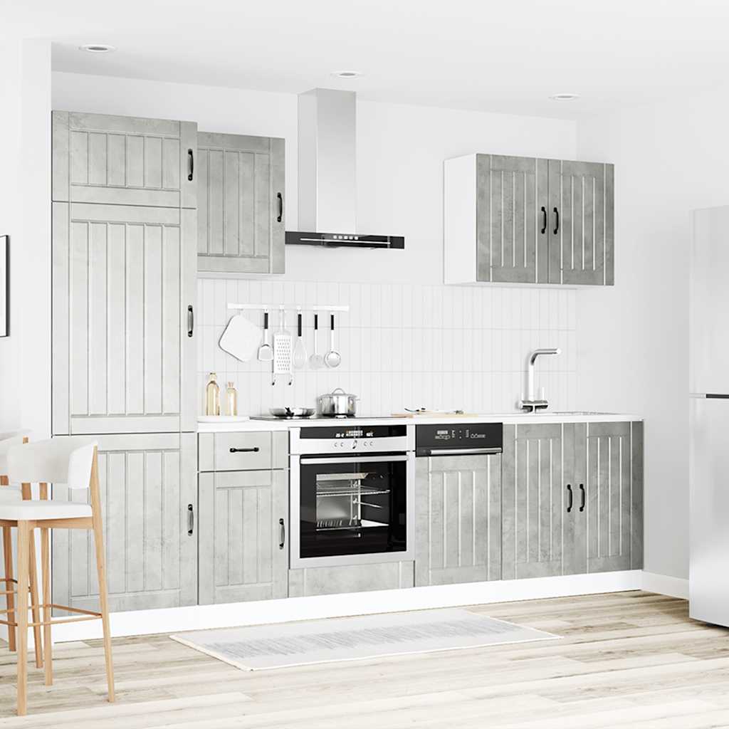 7 Piece Kitchen Cabinet Set Lucca Concrete Grey Engineered Wood