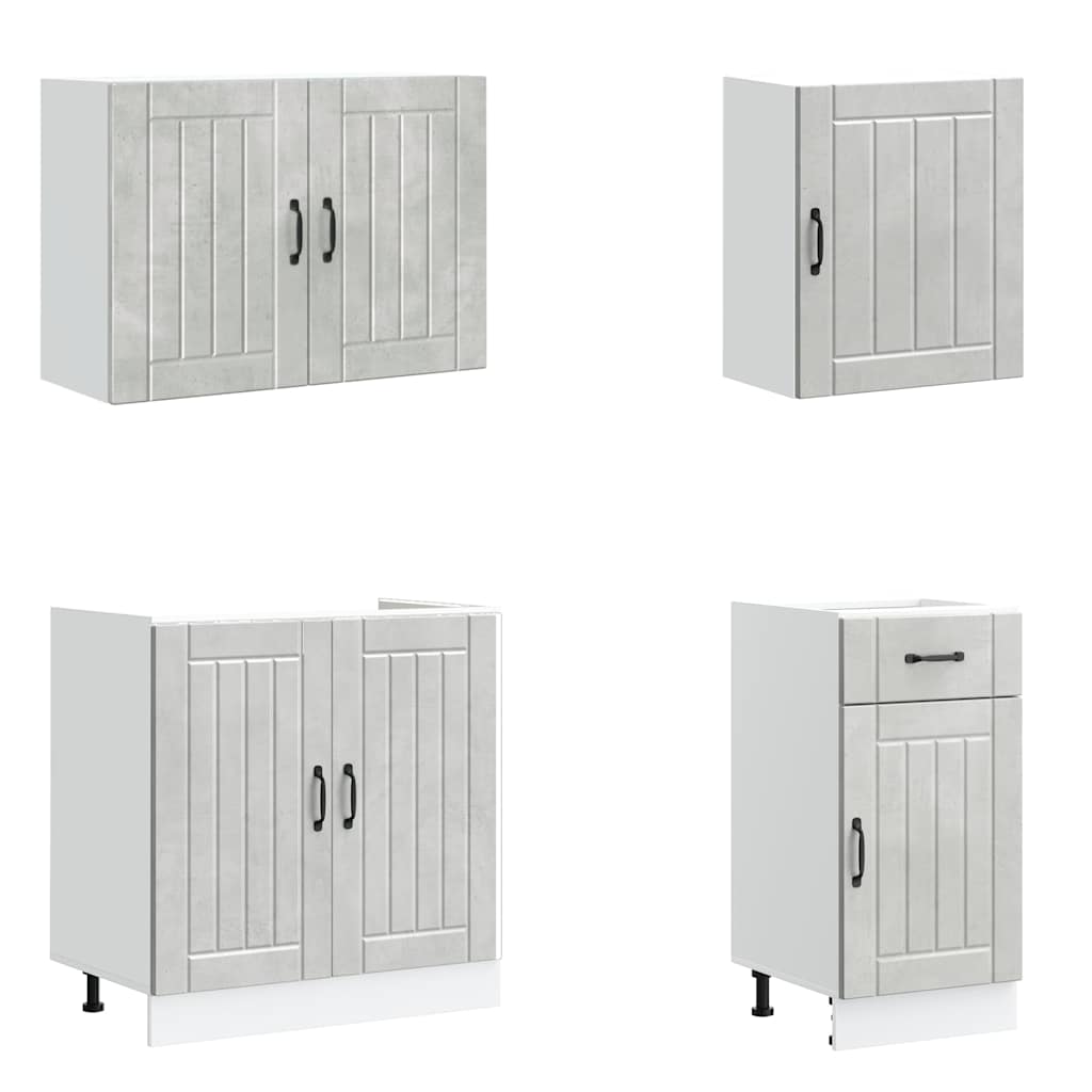 7 Piece Kitchen Cabinet Set Lucca Concrete Grey Engineered Wood