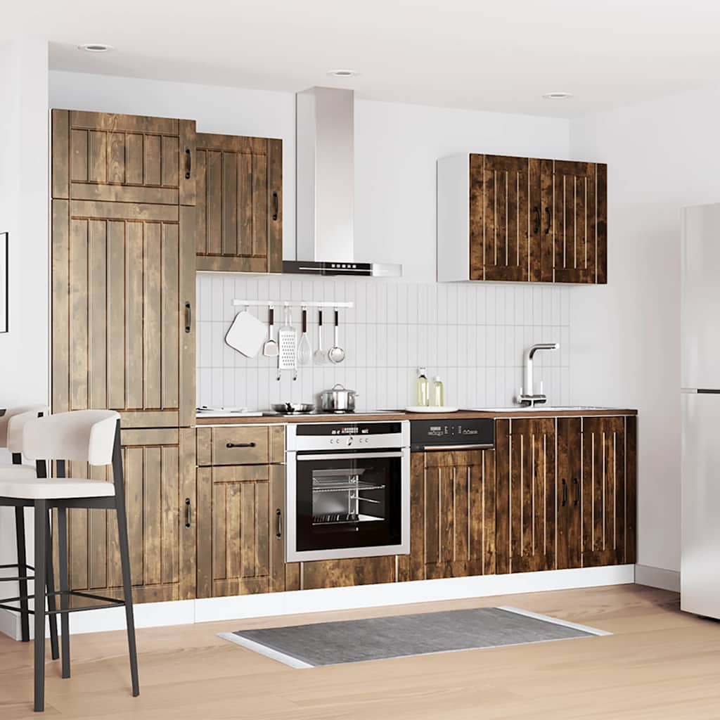 vidaXL 7 Piece Kitchen Cabinet Set Kalmar Smoked Oak Engineered Wood