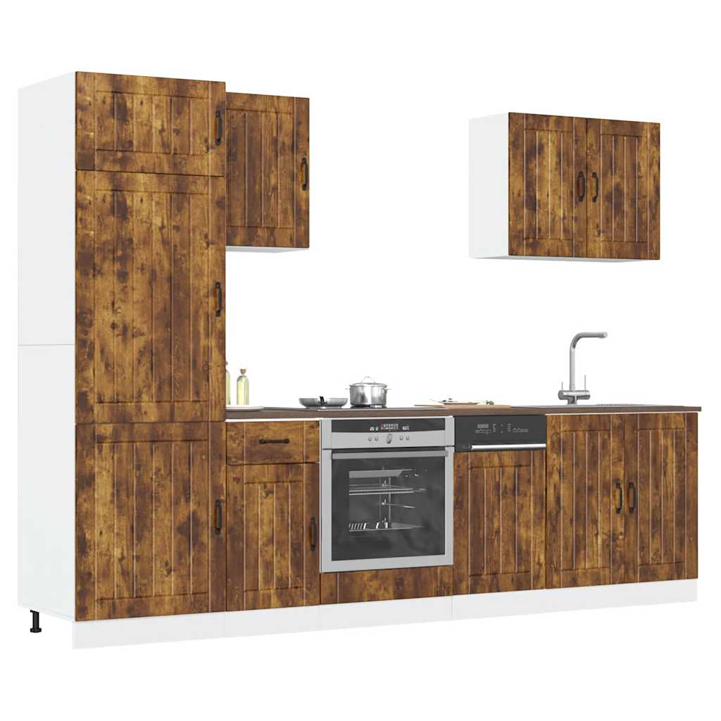 vidaXL 7 Piece Kitchen Cabinet Set Kalmar Smoked Oak Engineered Wood