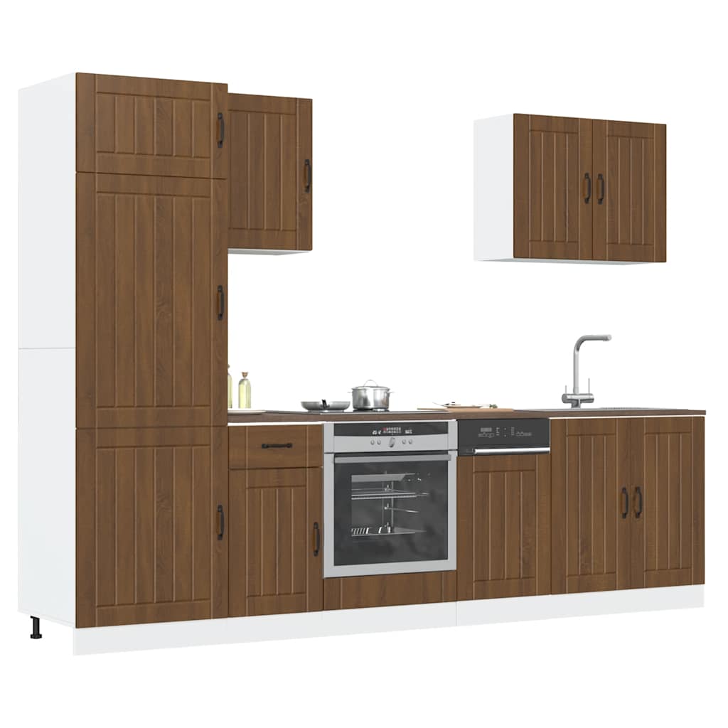 vidaXL 7 Piece Kitchen Cabinet Set Kalmar Brown Oak Engineered Wood