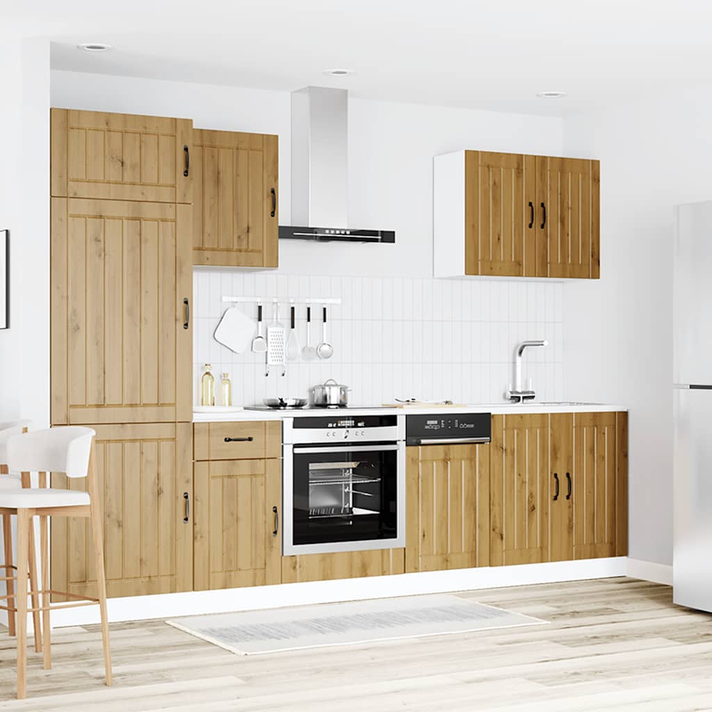 7 Piece Kitchen Cabinet Set Lucca Artisan Oak Engineered Wood