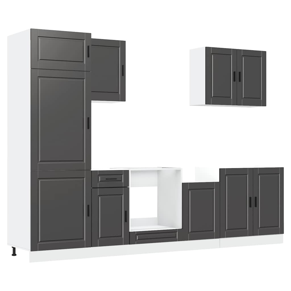 vidaXL 7 Piece Kitchen Cabinet Set Kalmar Black Engineered Wood