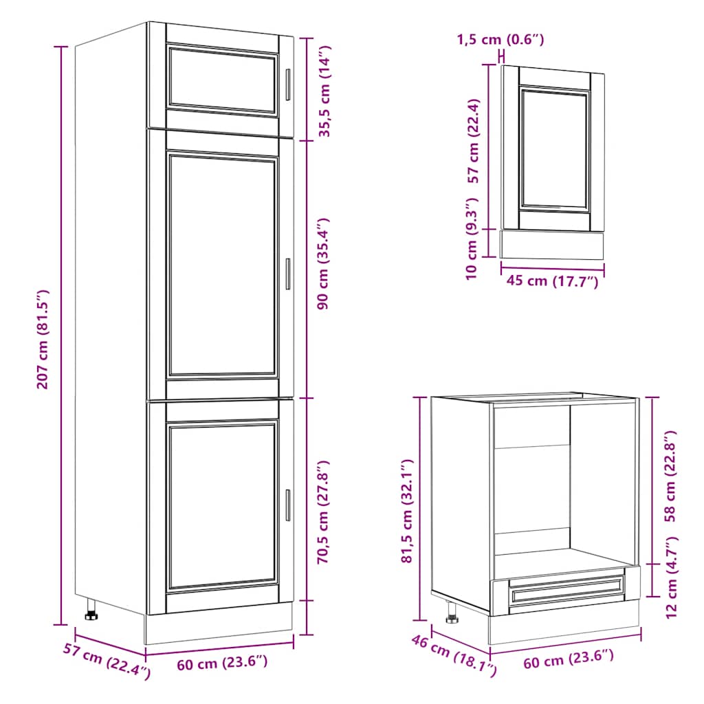 vidaXL 7 Piece Kitchen Cabinet Set Kalmar Black Engineered Wood