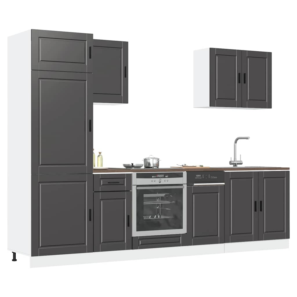 vidaXL 7 Piece Kitchen Cabinet Set Kalmar Black Engineered Wood