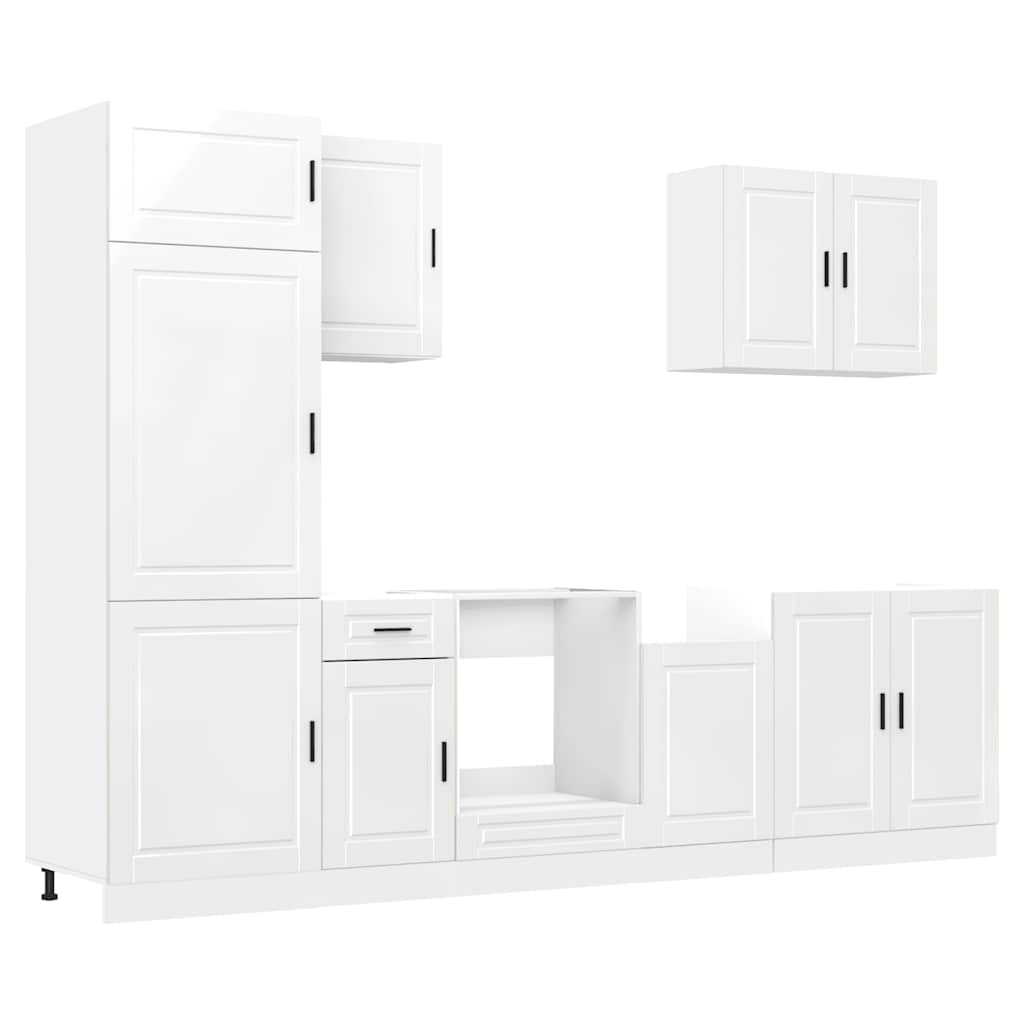 vidaXL 7 Piece Kitchen Cabinet Set Kalmar High Gloss White Engineered Wood