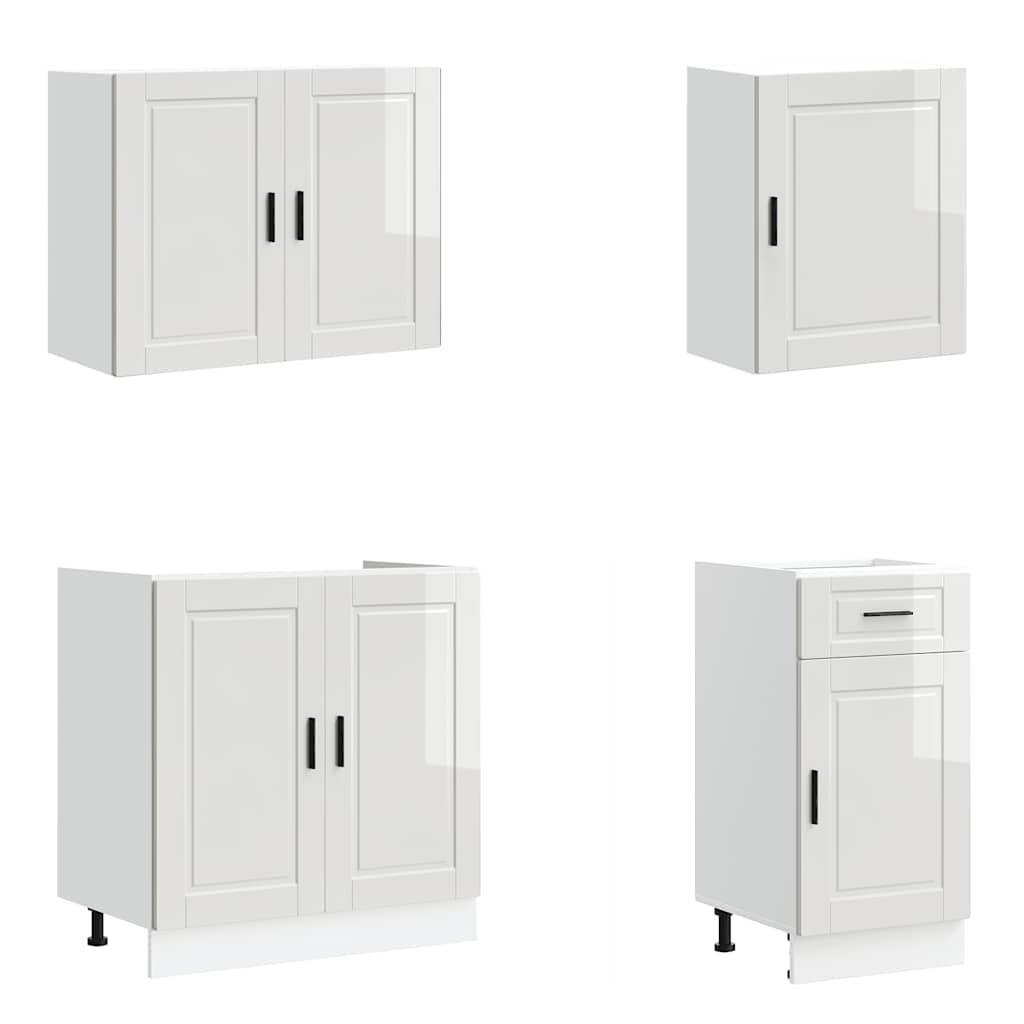 vidaXL 7 Piece Kitchen Cabinet Set Kalmar High Gloss White Engineered Wood