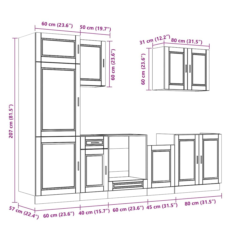 vidaXL 7 Piece Kitchen Cabinet Set Kalmar Sonoma Oak Engineered Wood