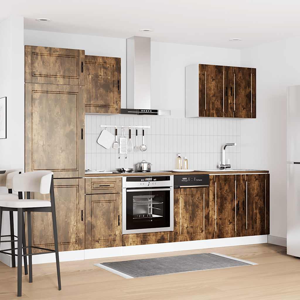 vidaXL 7 Piece Kitchen Cabinet Set Kalmar Smoked Oak Engineered Wood