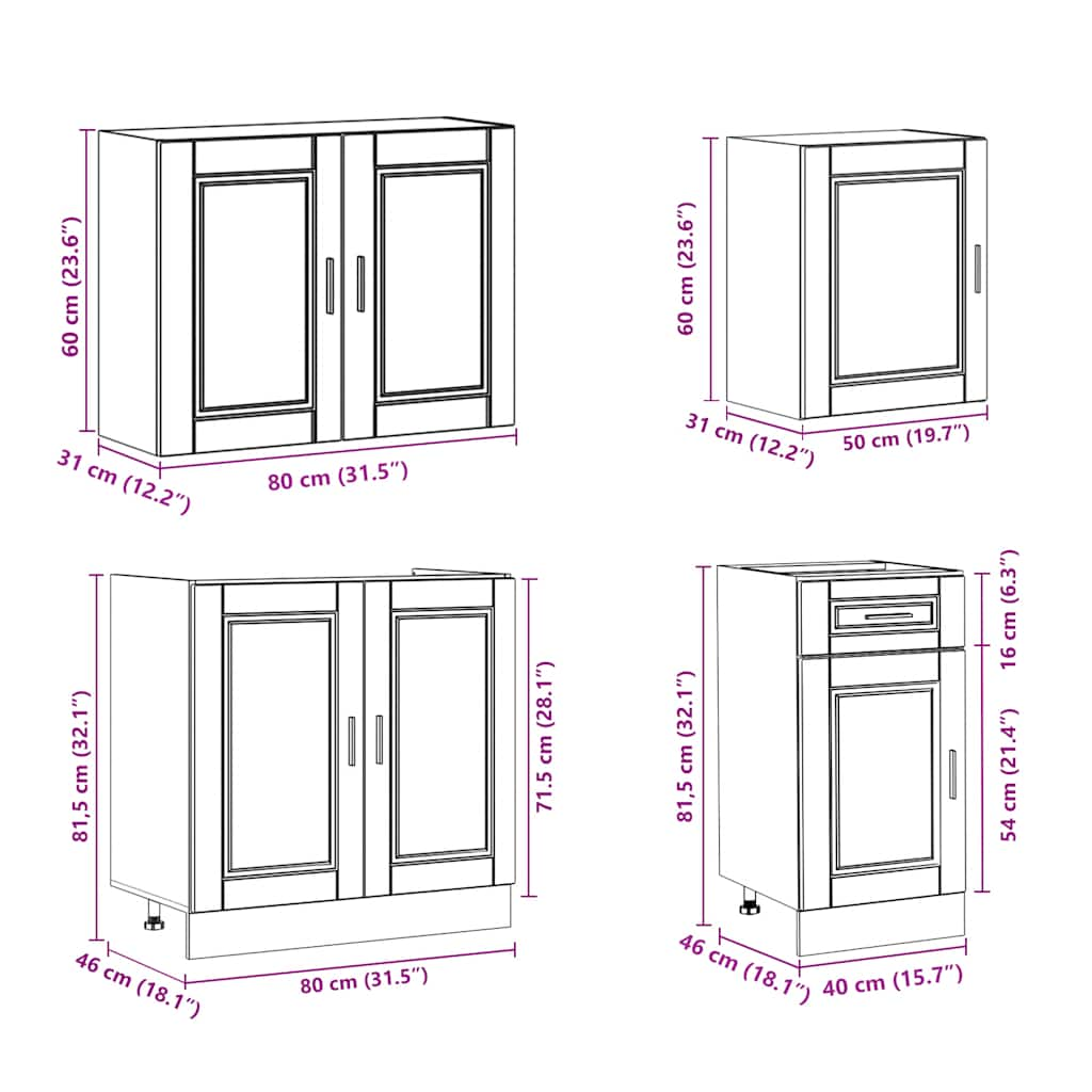 vidaXL 7 Piece Kitchen Cabinet Set Kalmar Grey Sonoma Engineered Wood