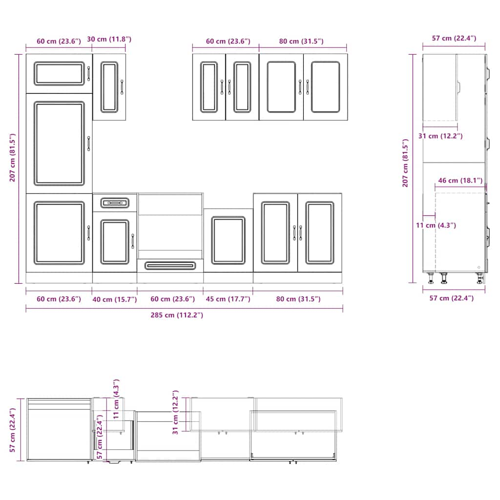 vidaXL 8 Piece Kitchen Cabinet Set Kalmar White Engineered Wood