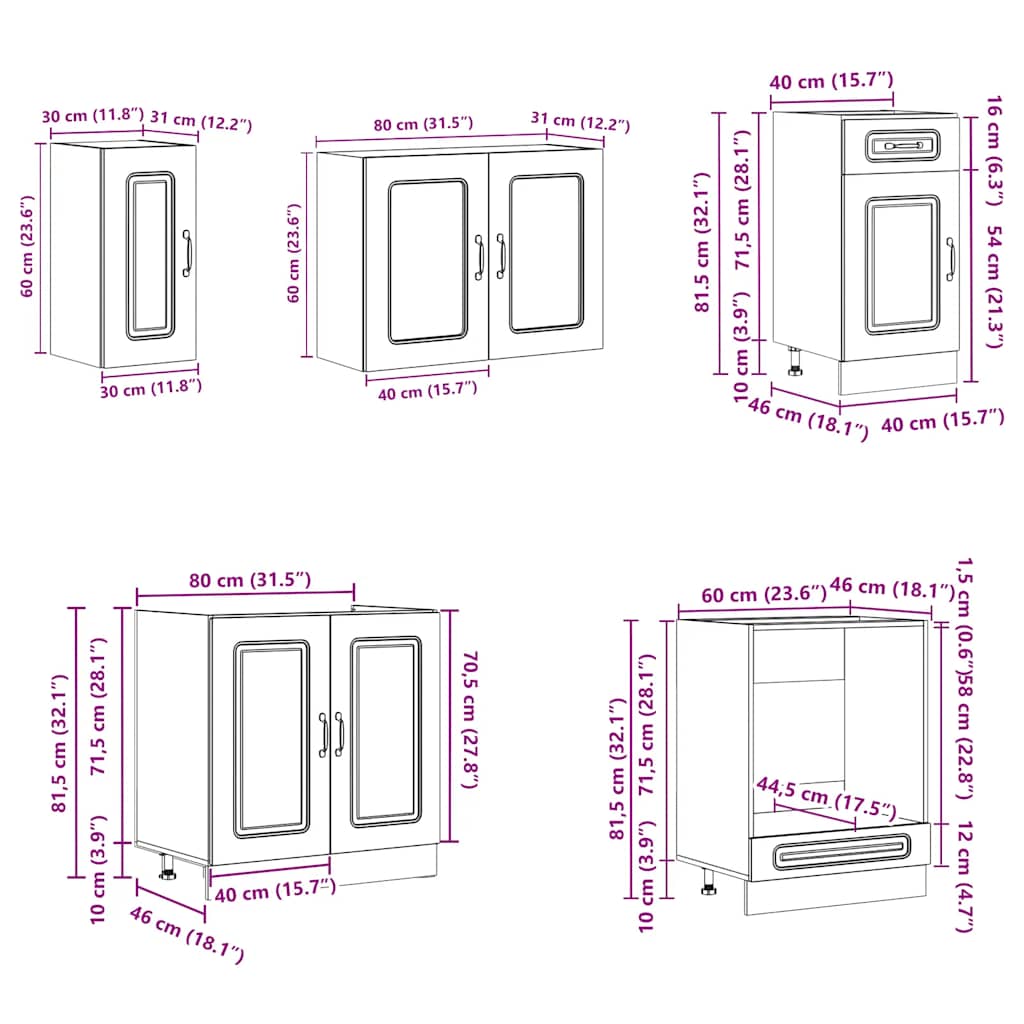 vidaXL 8 Piece Kitchen Cabinet Set Kalmar White Engineered Wood