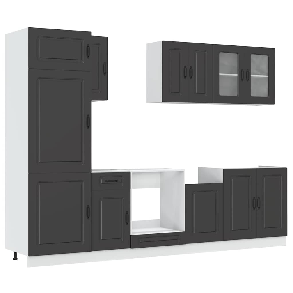 vidaXL 8 Piece Kitchen Cabinet Set Kalmar Black Engineered Wood