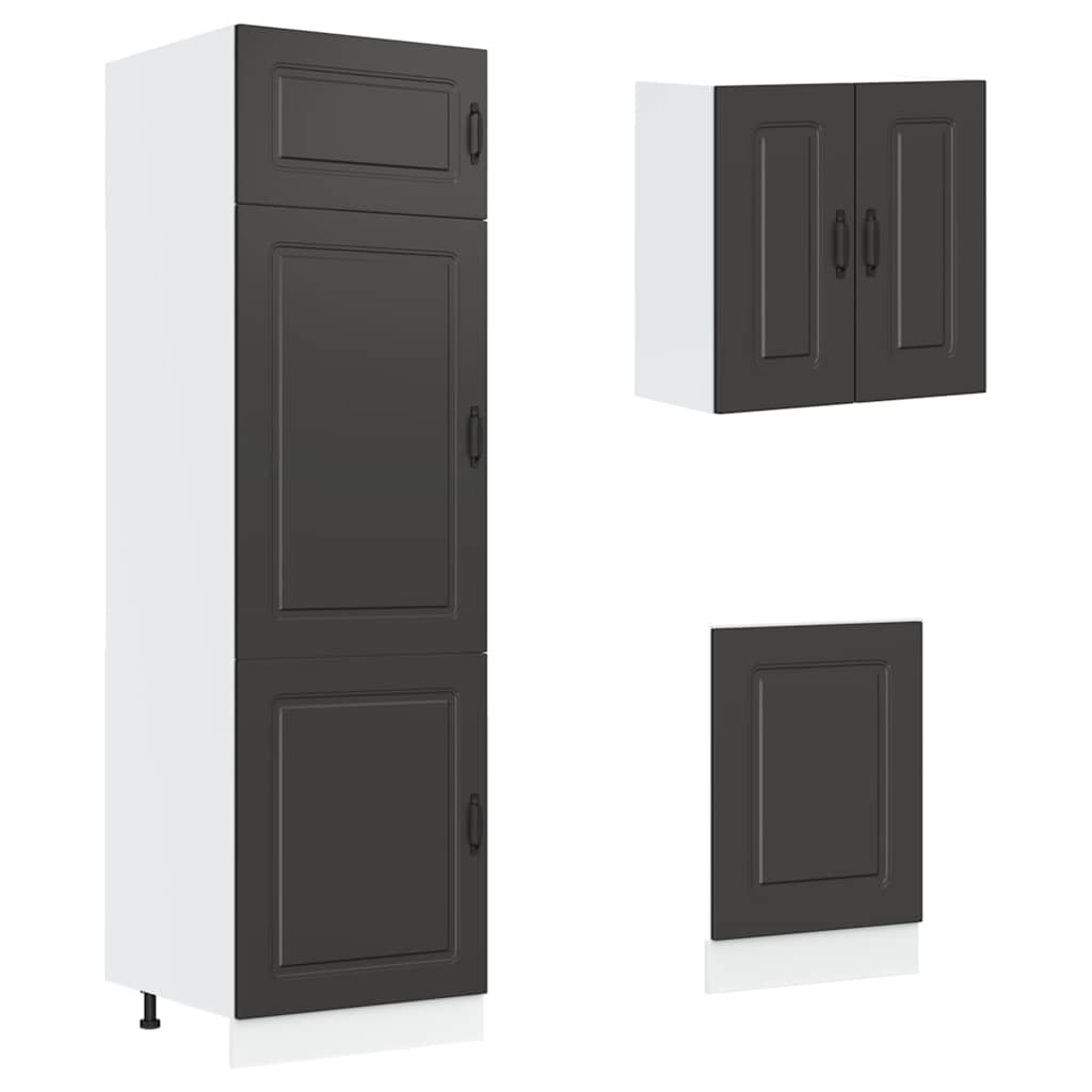 vidaXL 8 Piece Kitchen Cabinet Set Kalmar Black Engineered Wood