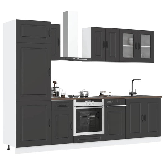 vidaXL 8 Piece Kitchen Cabinet Set Kalmar Black Engineered Wood