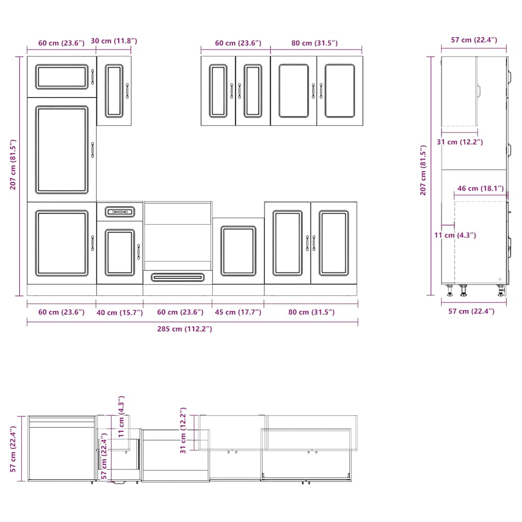 vidaXL 8 Piece Kitchen Cabinet Set Kalmar High Gloss White Engineered Wood