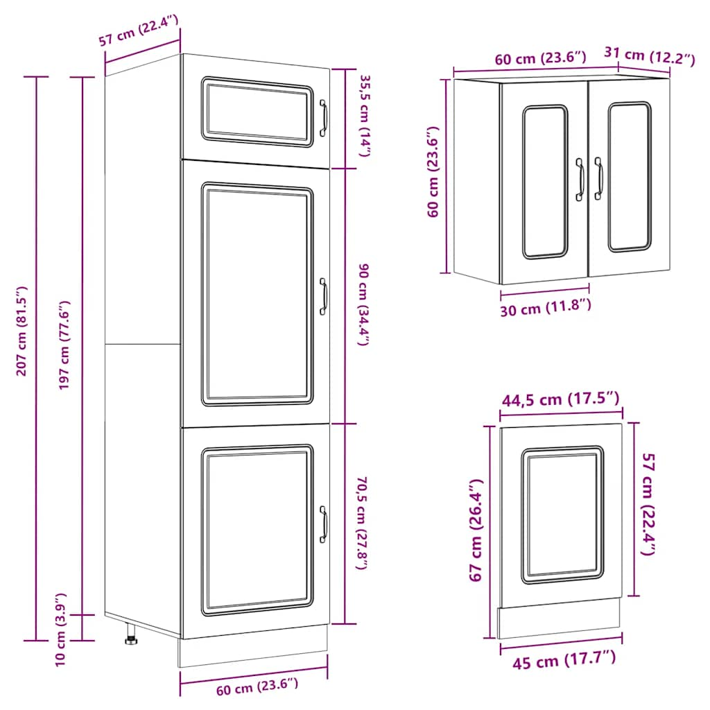 vidaXL 8 Piece Kitchen Cabinet Set Kalmar Concrete Grey Engineered Wood