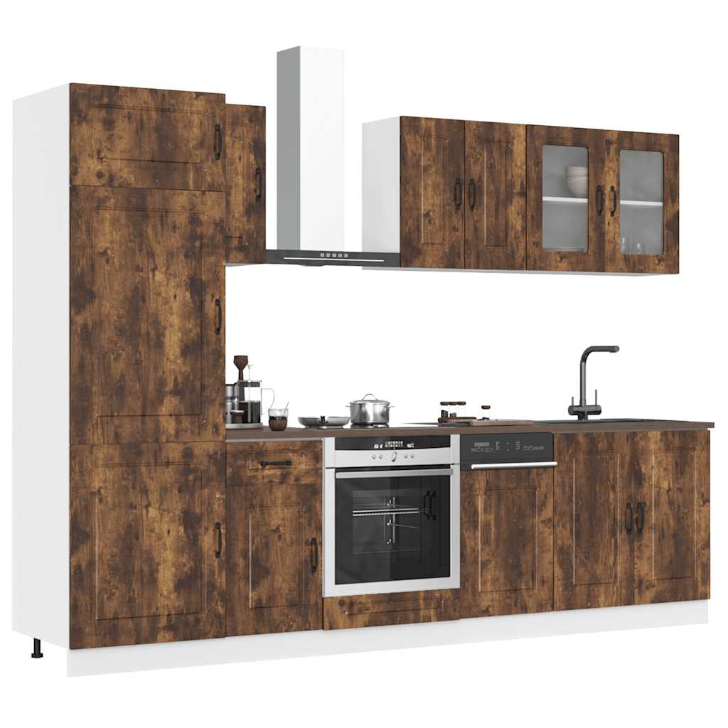 vidaXL 8 Piece Kitchen Cabinet Set Kalmar Smoked Oak Engineered Wood