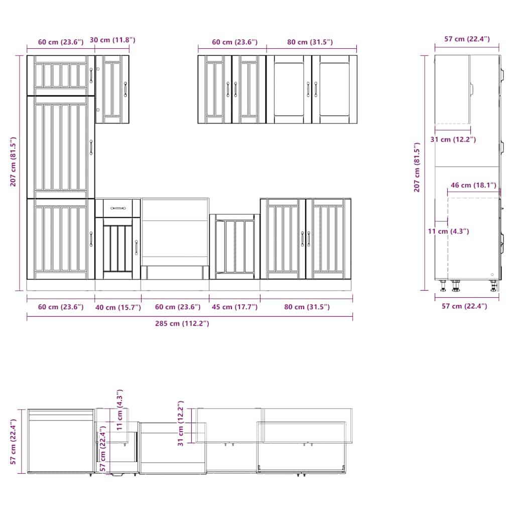 vidaXL 8 Piece Kitchen Cabinet Set Kalmar White Engineered Wood