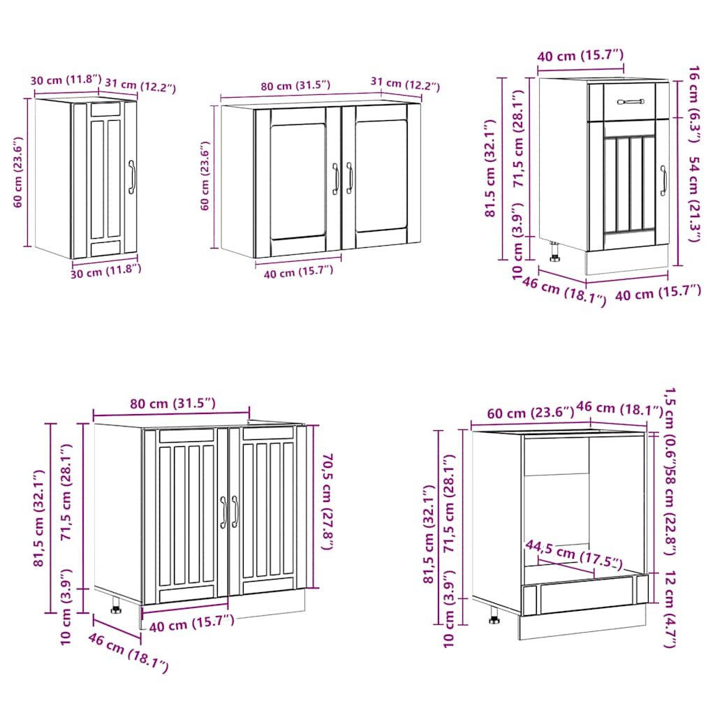 vidaXL 8 Piece Kitchen Cabinet Set Kalmar White Engineered Wood