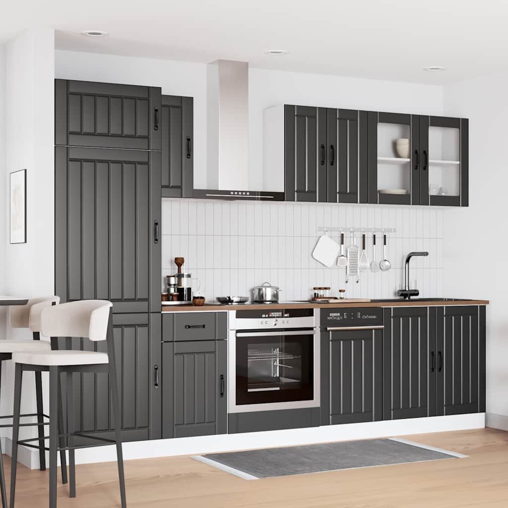 vidaXL 8 Piece Kitchen Cabinet Set Kalmar Black Engineered Wood