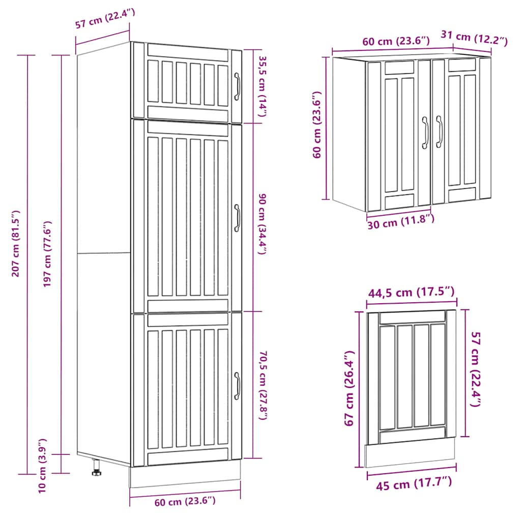 vidaXL 8 Piece Kitchen Cabinet Set Kalmar Black Engineered Wood