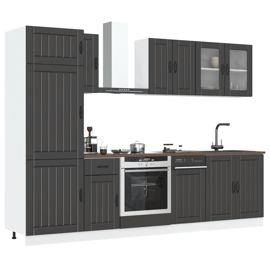 vidaXL 8 Piece Kitchen Cabinet Set Kalmar Black Engineered Wood