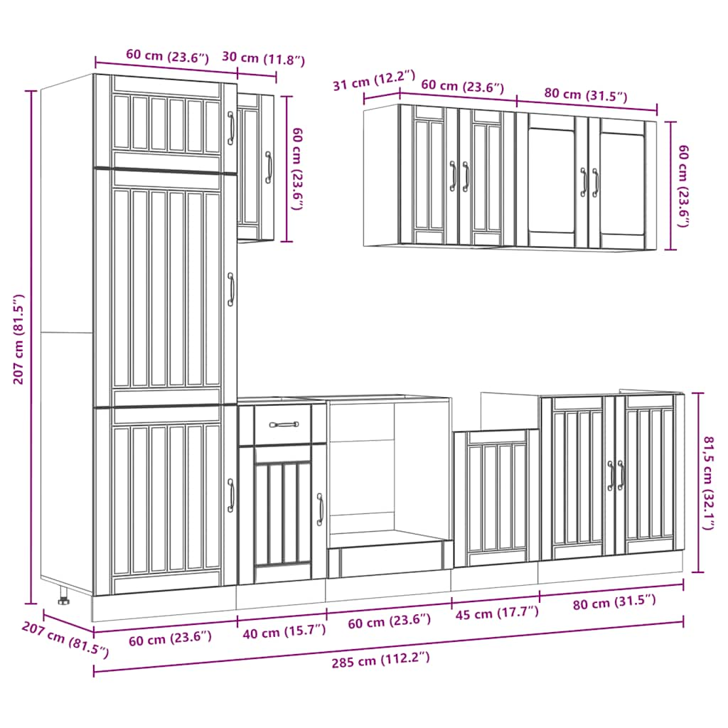 vidaXL 8 Piece Kitchen Cabinet Set Kalmar Sonoma Oak Engineered Wood